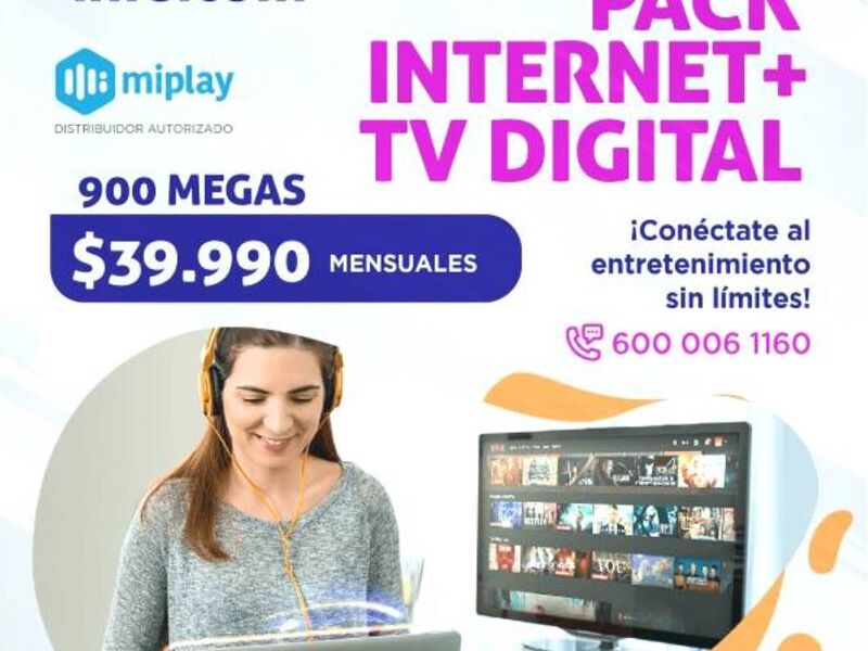 Internet y TV 900 Megas: Pack Velocidad Chile